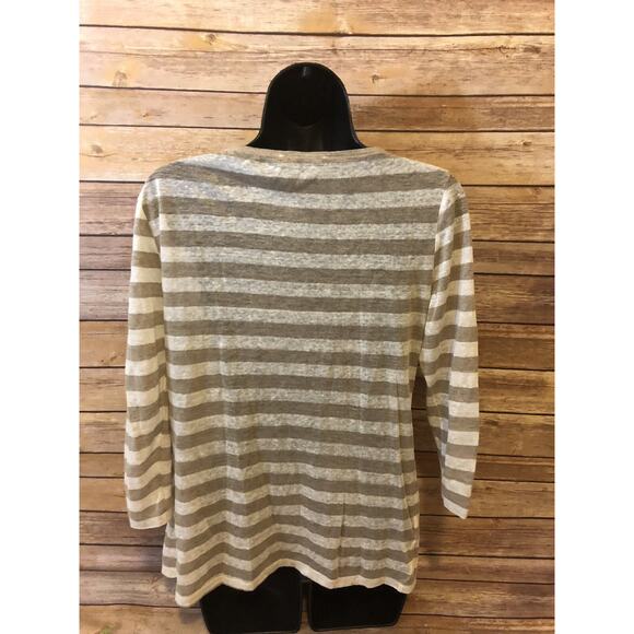 Robert Kitchen Canada Womens Shirt Size Small Blouse Sequin Striped 3/4 Sleeve - Picture 6 of 12